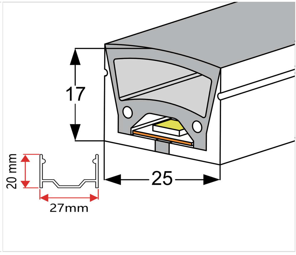 2517 Luz de neón LED de curva superior